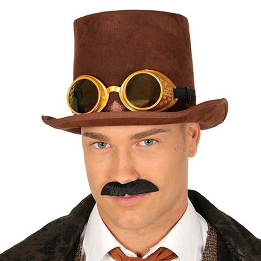 Chistera de Steampunk Marrón con Gafas