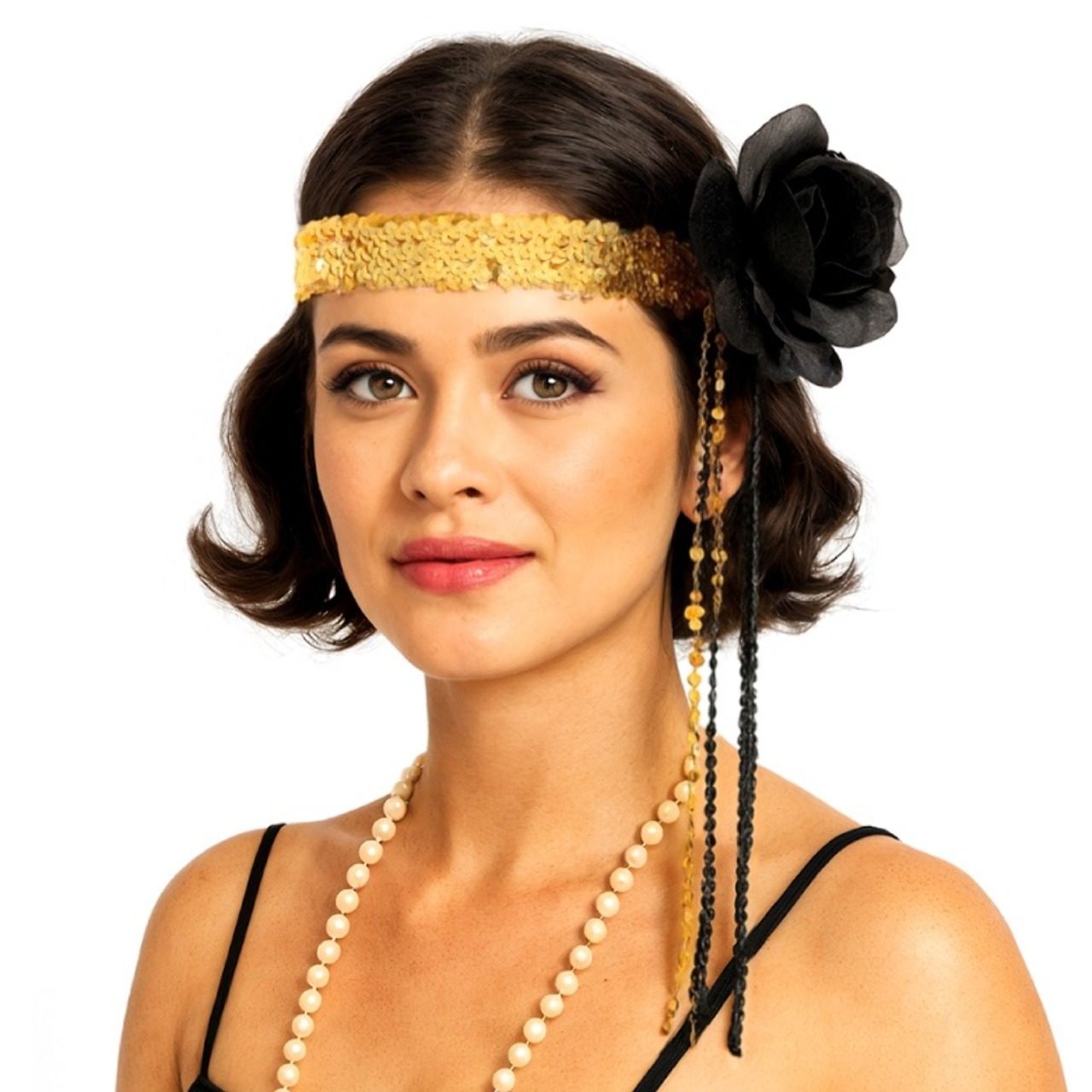 Cinta de Charleston Negro Flecos