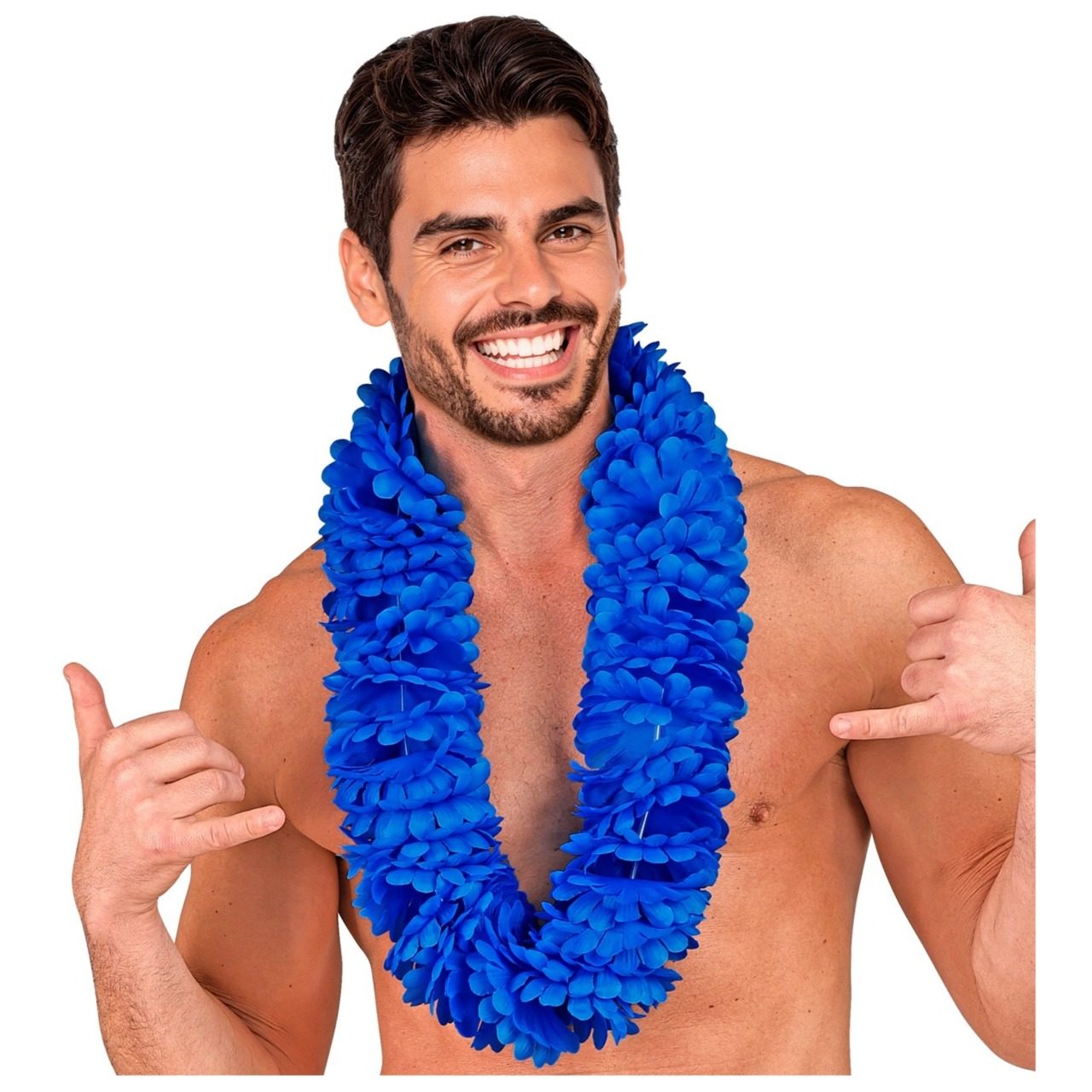 Collar Hawaiano Azul Deluxe