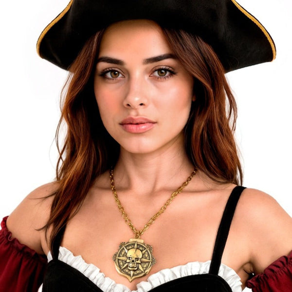 Set De Accesorios Pirata Para Mujer – Collar Y Pendientes Con Calavera Y Borlas, Ideales Para Halloween Y Cosplay
