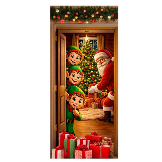 Cubrepuerta de Elfos Navideños