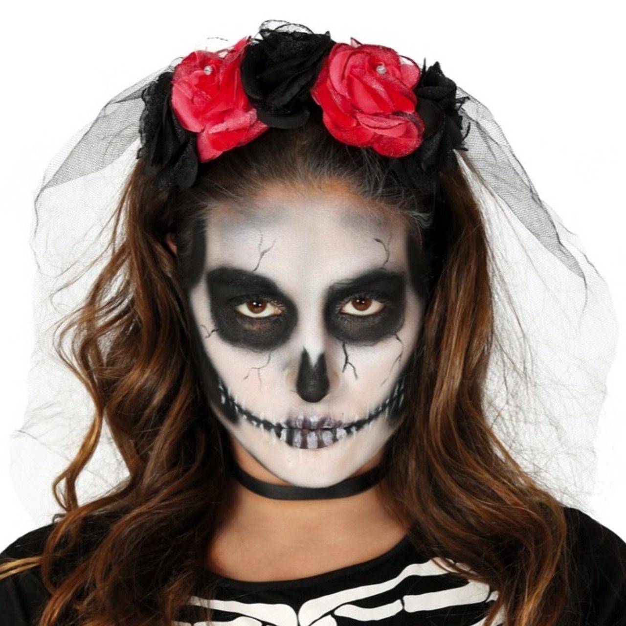 Diadema de Catrina Bicolor con Velo