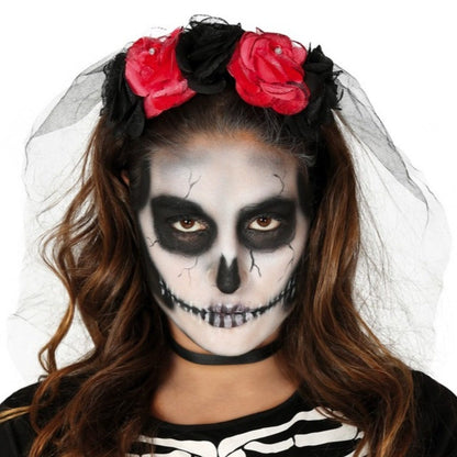 Diadema de Catrina Bicolor con Velo
