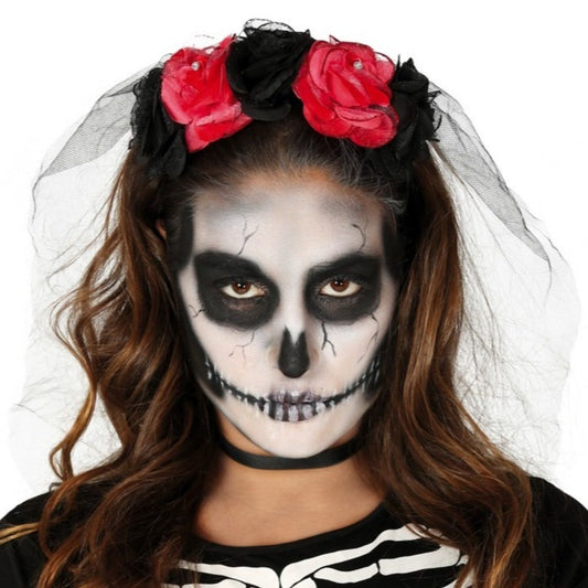 Diadema de Catrina Bicolor con Velo