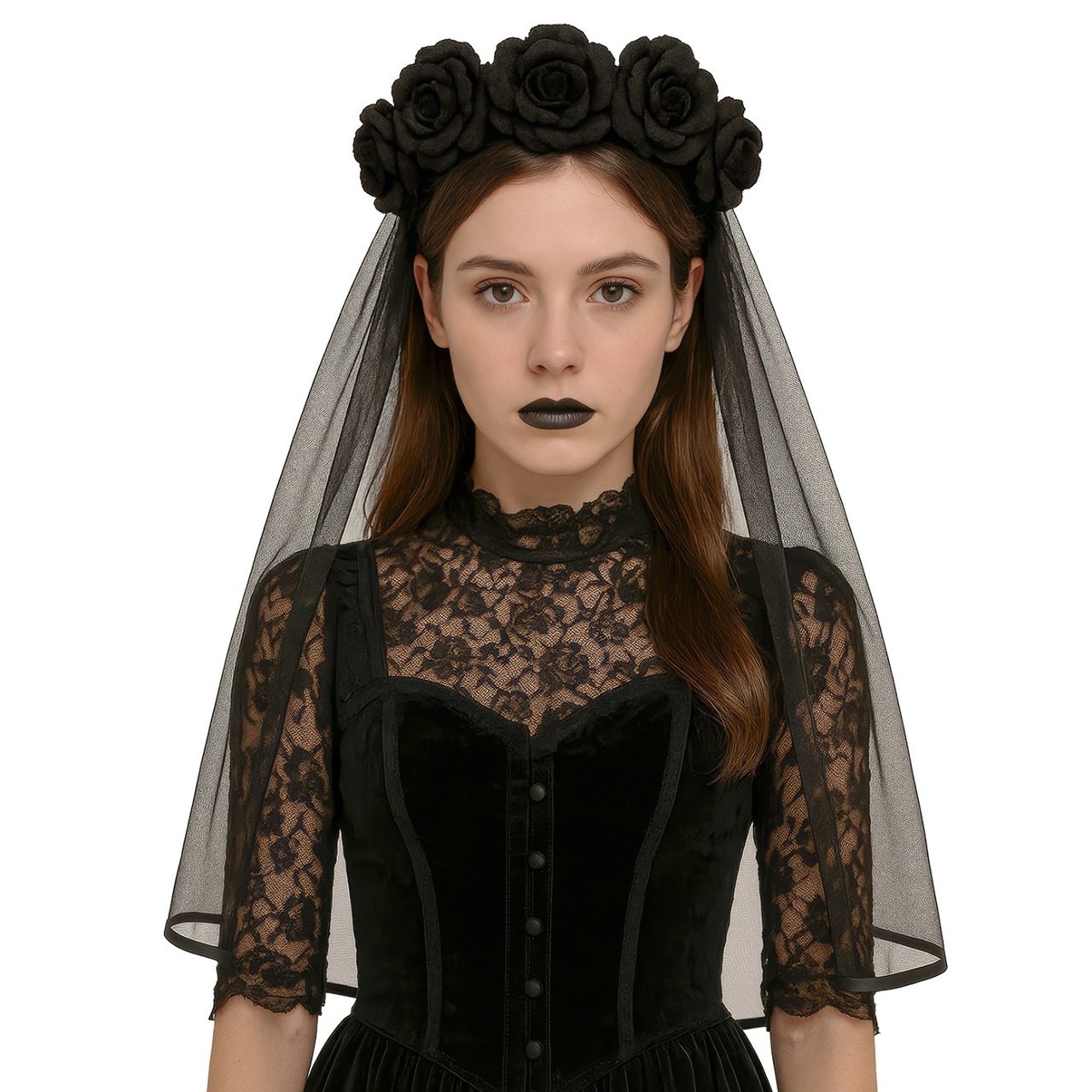 Diadema de Catrina Viuda con Velo