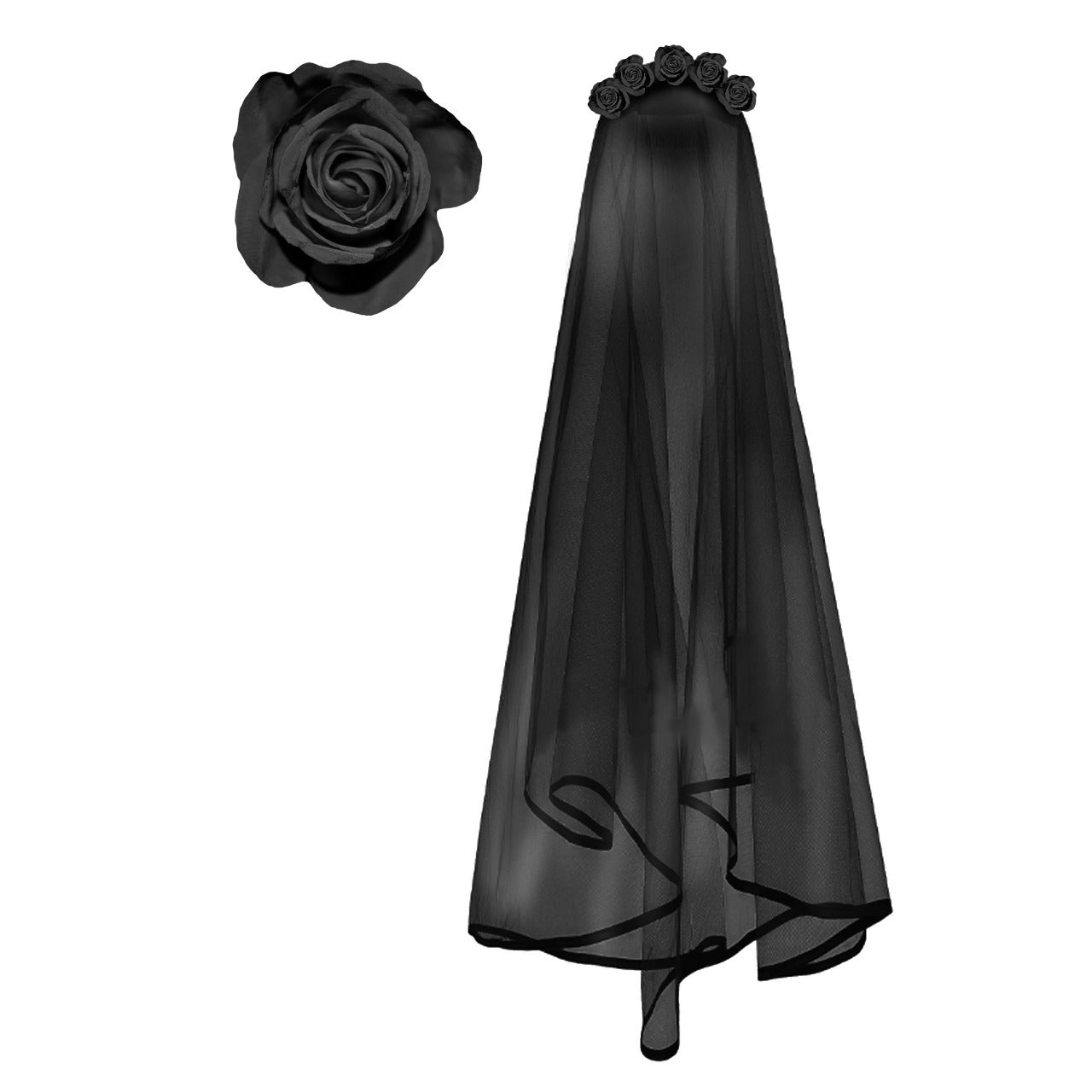 Diadema de Catrina Viuda con Velo