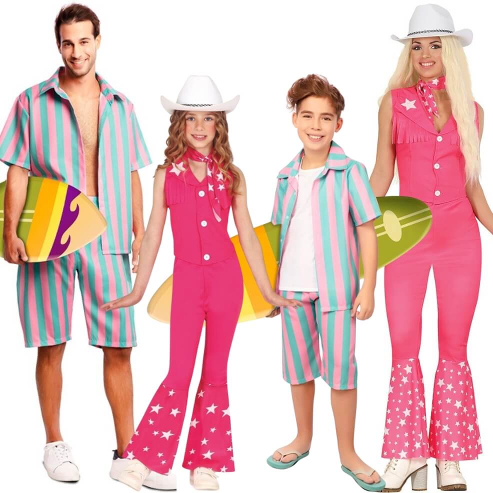 Disfraces en grupo de Barbie y Ken Surfista