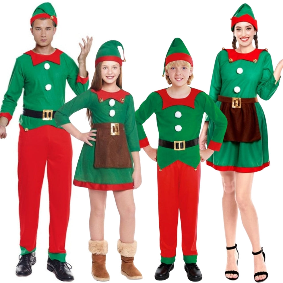 Disfraces en grupo de Elfos Navideños