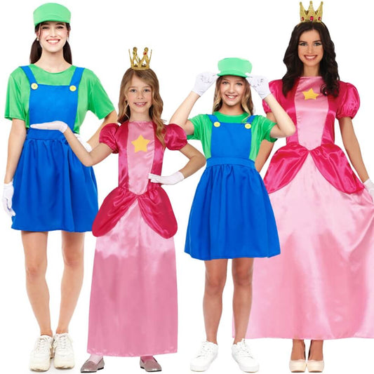 Disfraces en grupo de Luigi y Princesa Peach