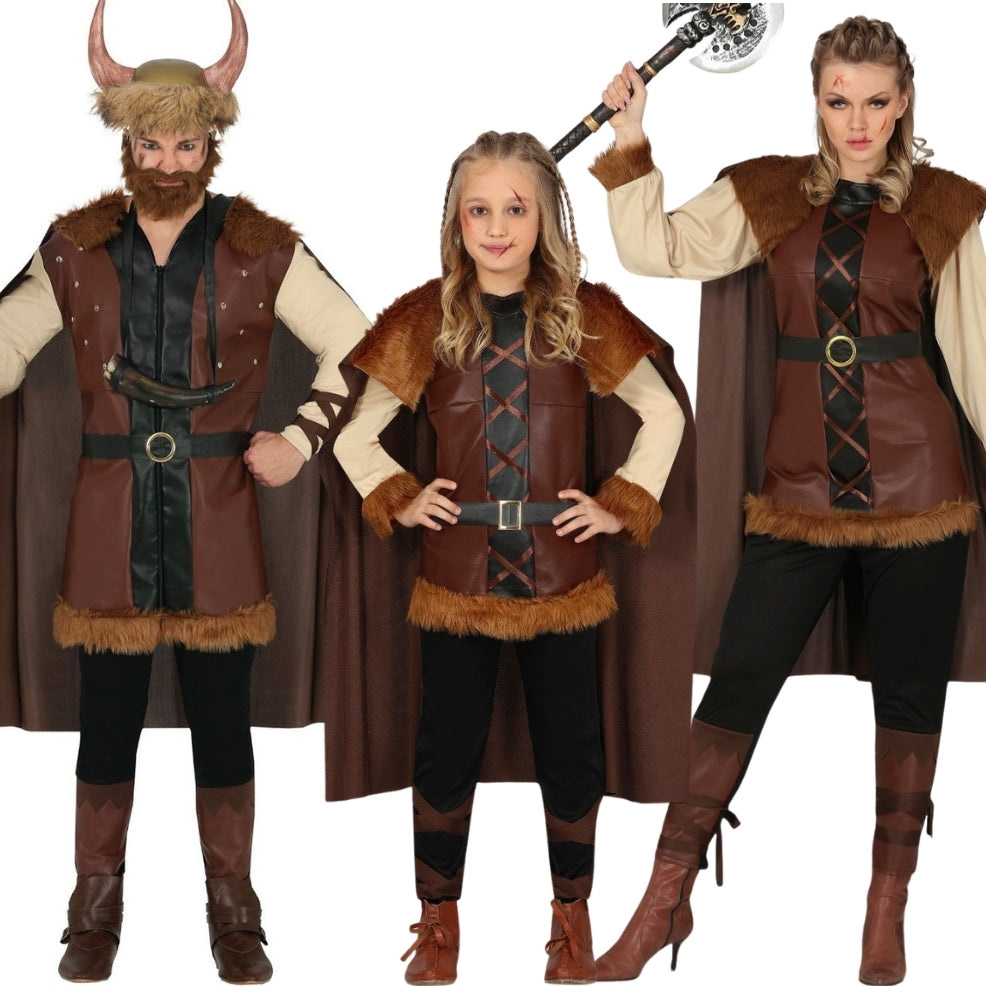 Disfraces en grupo de Vikingos Marrones