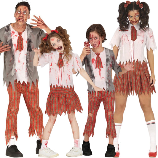 Disfraces en Grupo de Zombies Colegiales