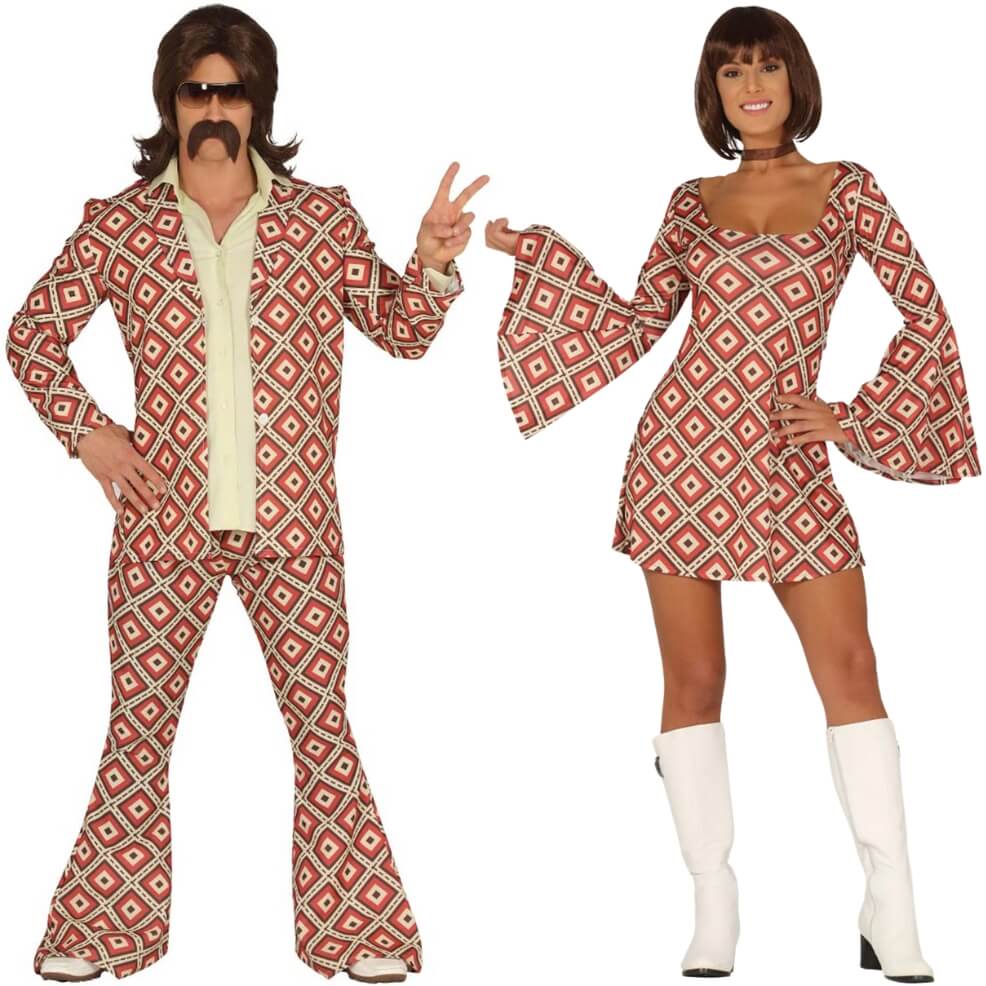 Disfraces en pareja de Años 70 Rombos