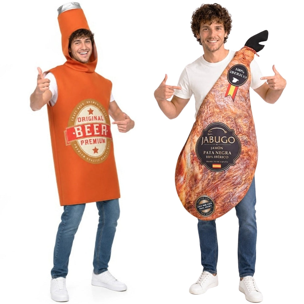 Disfraces en pareja de Cerveza y Jamón Pata Negra