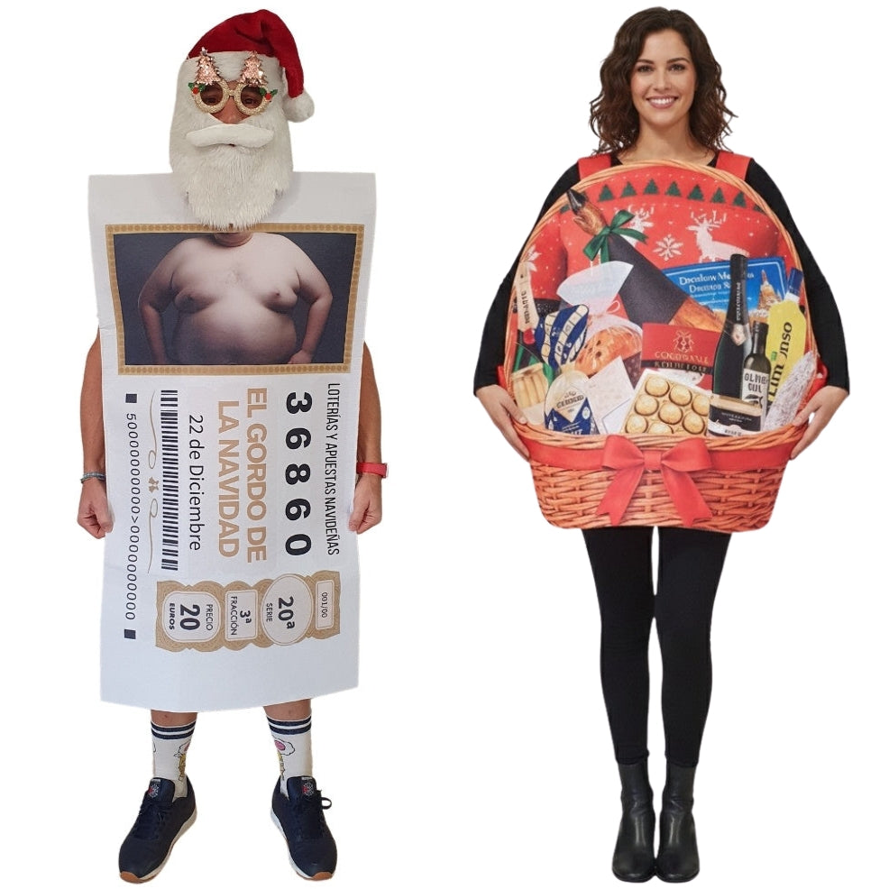 Disfraces en pareja de Cesta y Décimo de Navidad