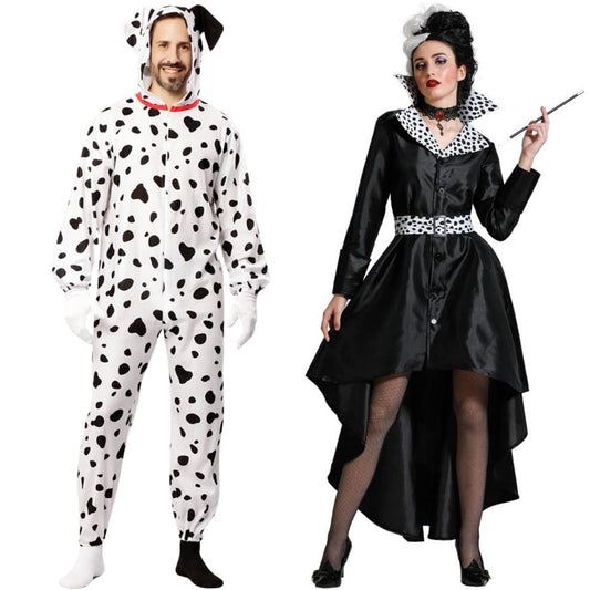 Disfraces en pareja de Cruella y Dálmata Bicolor