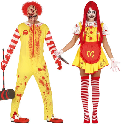 Disfraces en pareja de Payasos Burger Sangrientos