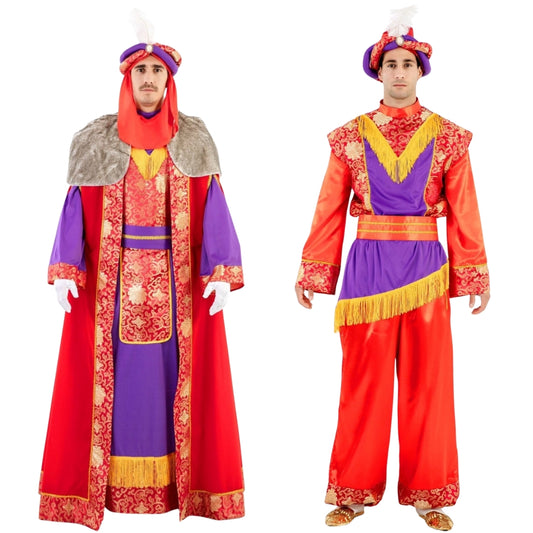 Disfraces en pareja de Rey Mago Gaspar y Paje Lux