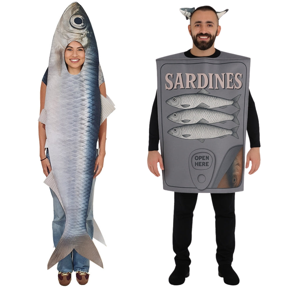 Disfraces en pareja de Sardina y Lata de Sardinas