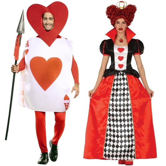 Disfraces en pareja de Reina Corazones y Carta