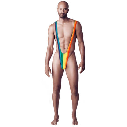 Disfraz de Borat Mankini Arcoíris para adulto