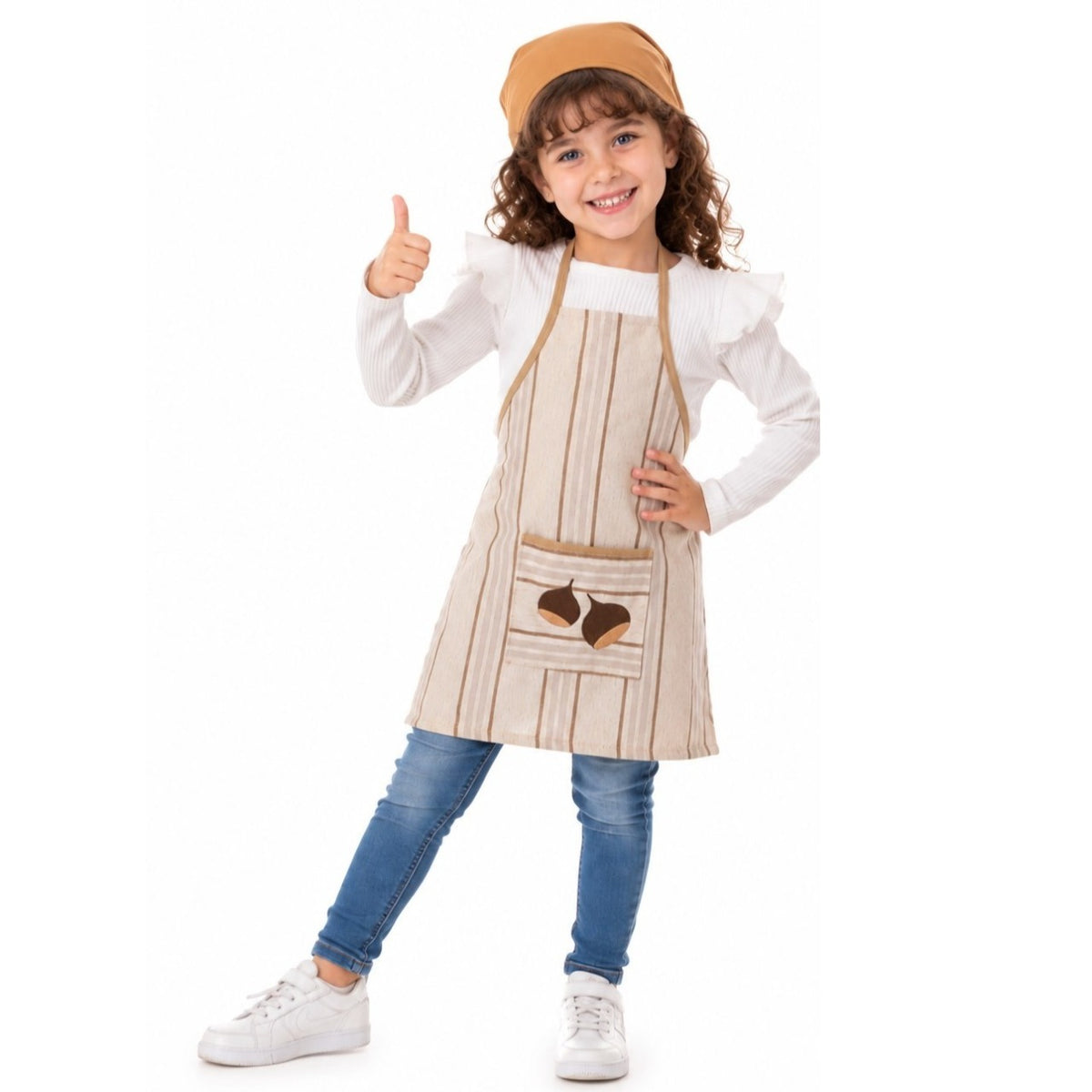 Disfraz de Castañera Delantal Rayas para niña
