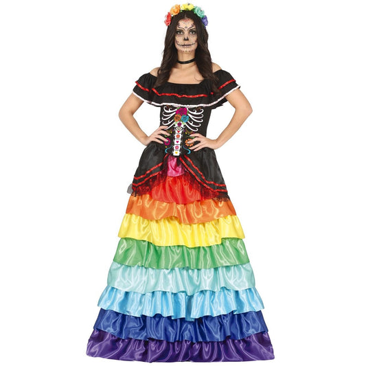 Disfraz de Catrina Multicolor para mujer