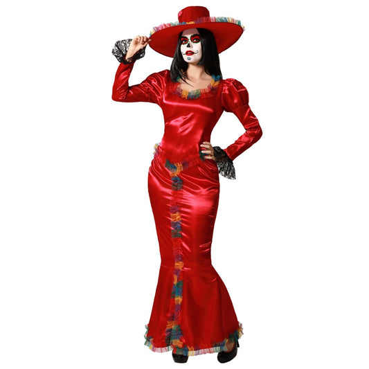 Disfraz de Catrina Rojo para mujer
