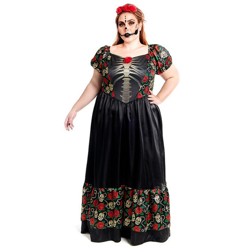 Disfraz de Catrina Mexicana Rosas Plus para mujer Don Disfraz