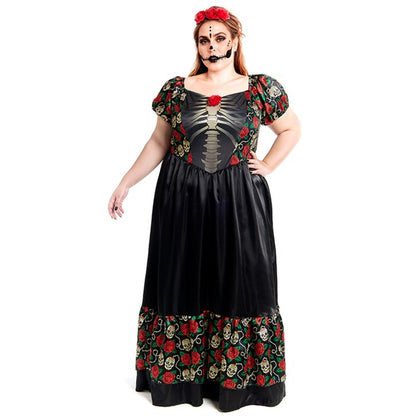 Disfraz de Catrina Mexicana Rosas Plus para mujer