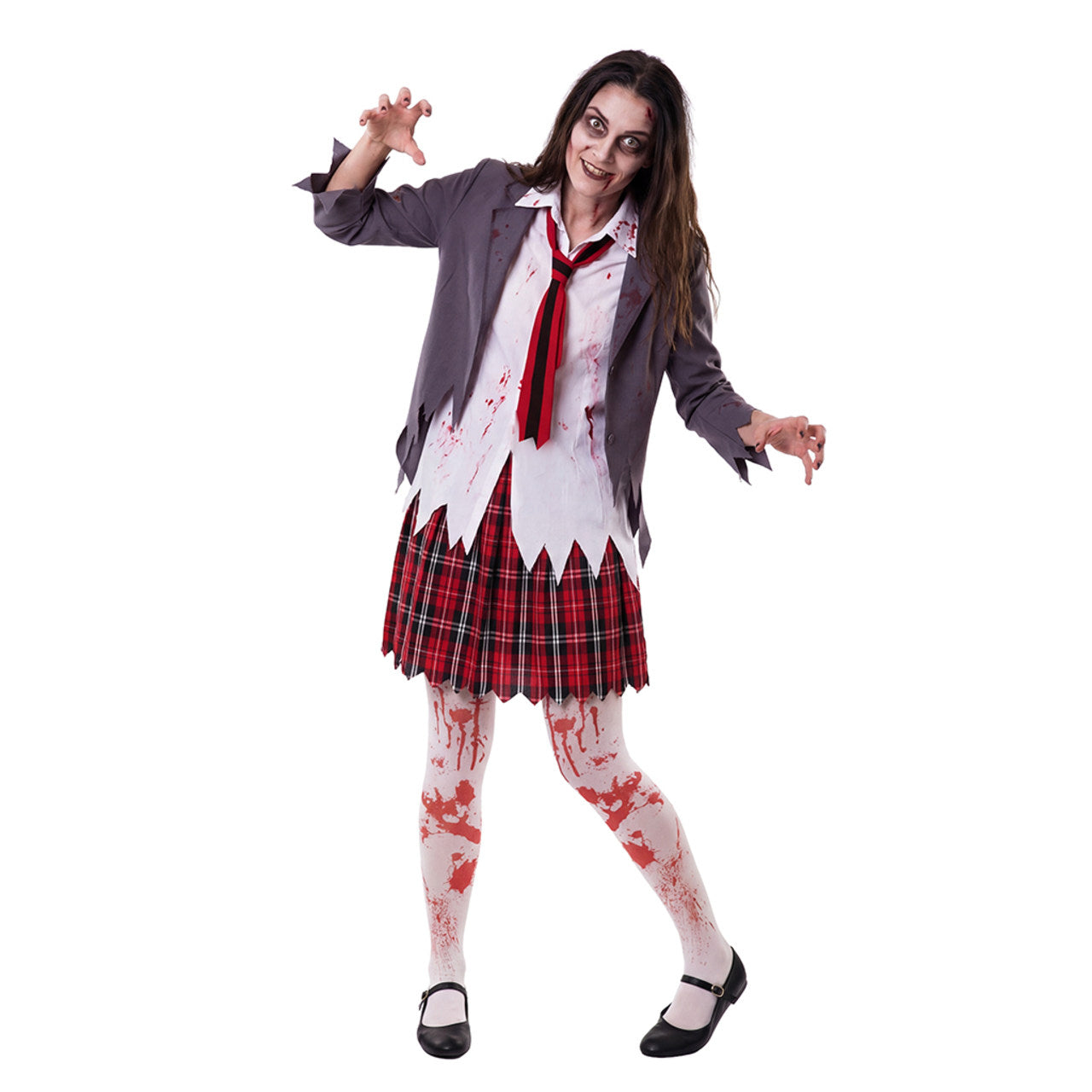 Disfraz de Colegiala Zombie con Corbata para mujer