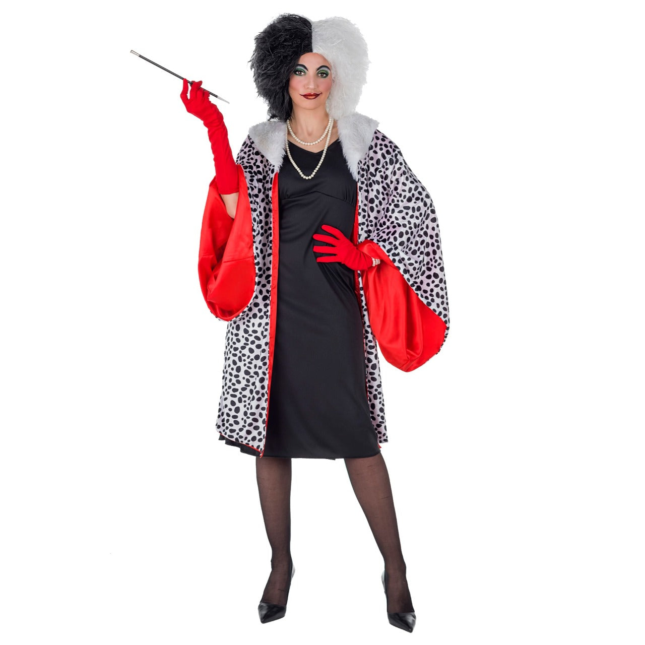 Disfraz de Cruella Abrigo Deluxe para mujer