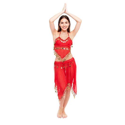 Disfraz de Danza del Vientre Falda Rojo para mujer