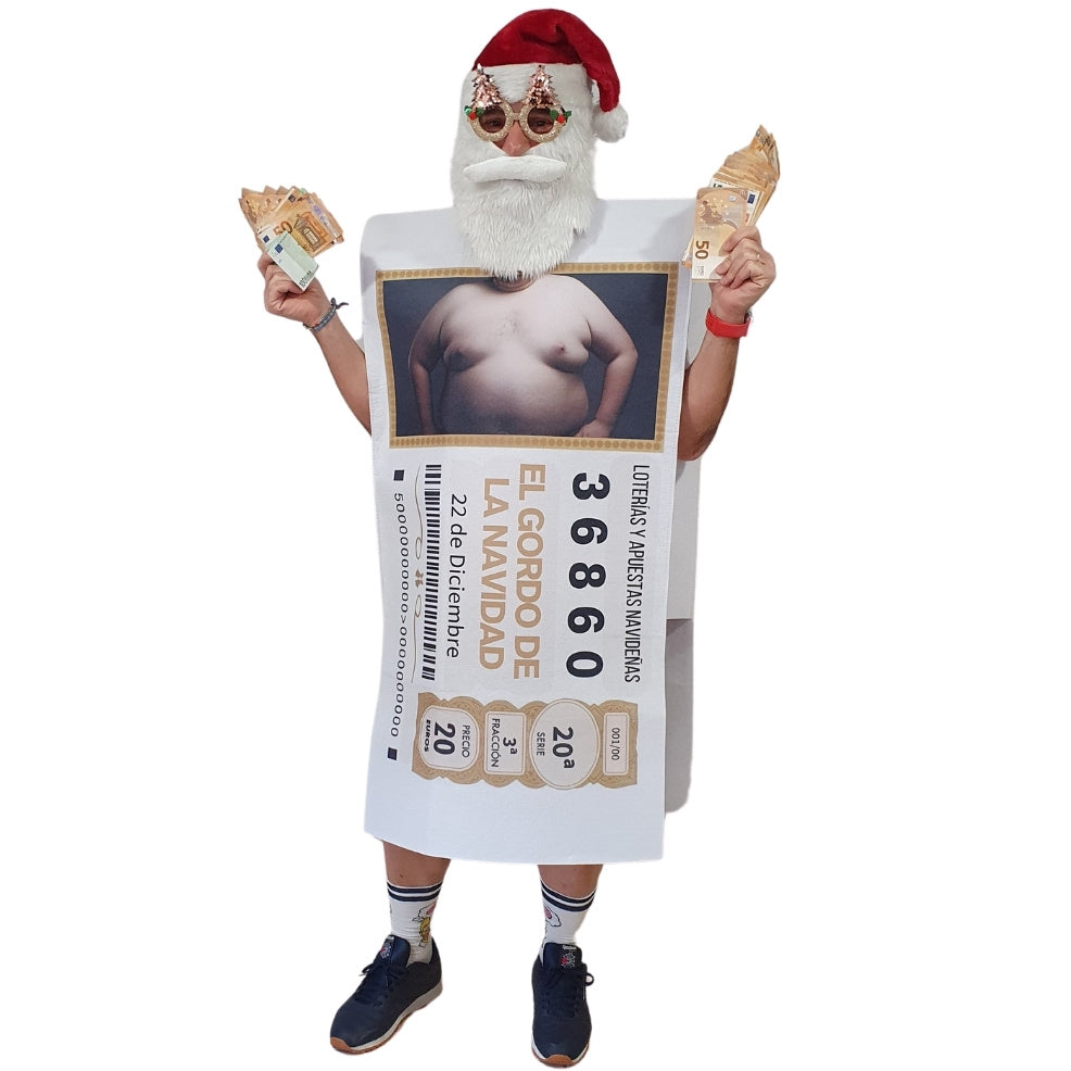 Disfraz de Décimo de Lotería de Navidad para adulto