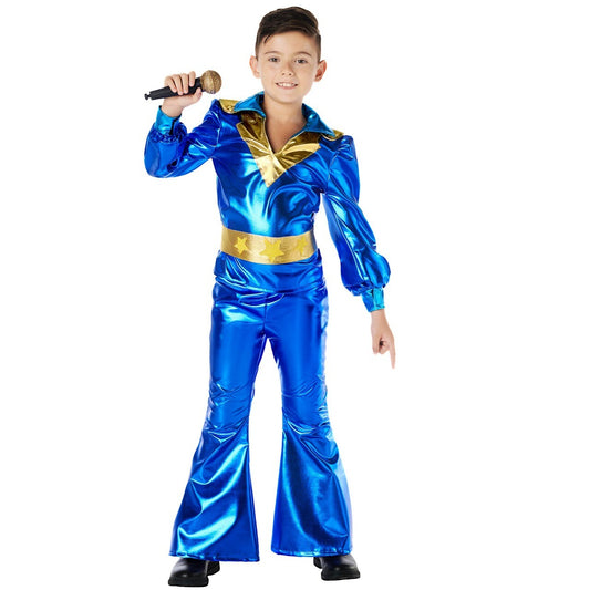 Disfraz de Disco Azul Años 70 para niño
