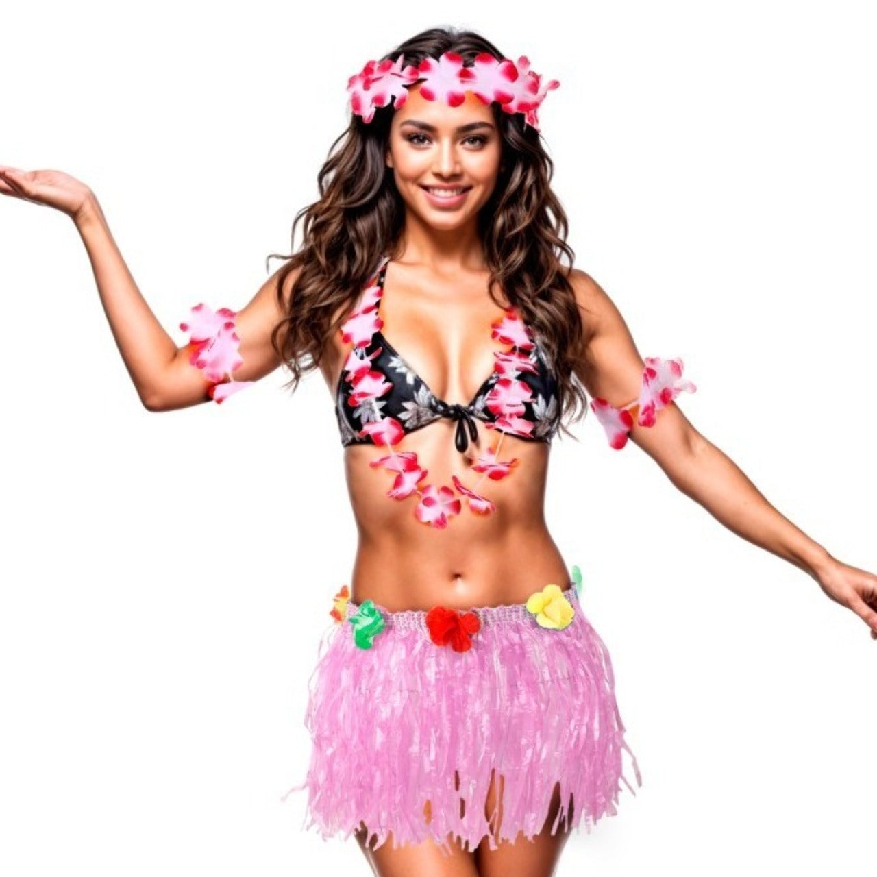 Disfraz de Hawaiana Rosa para mujer