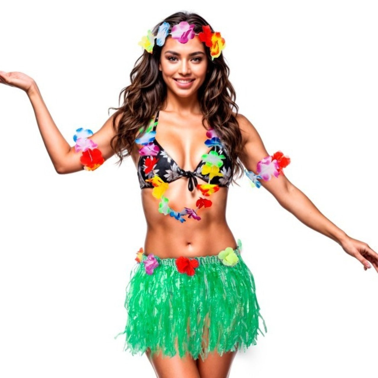 Disfraz de Hawaiana Verde para mujer