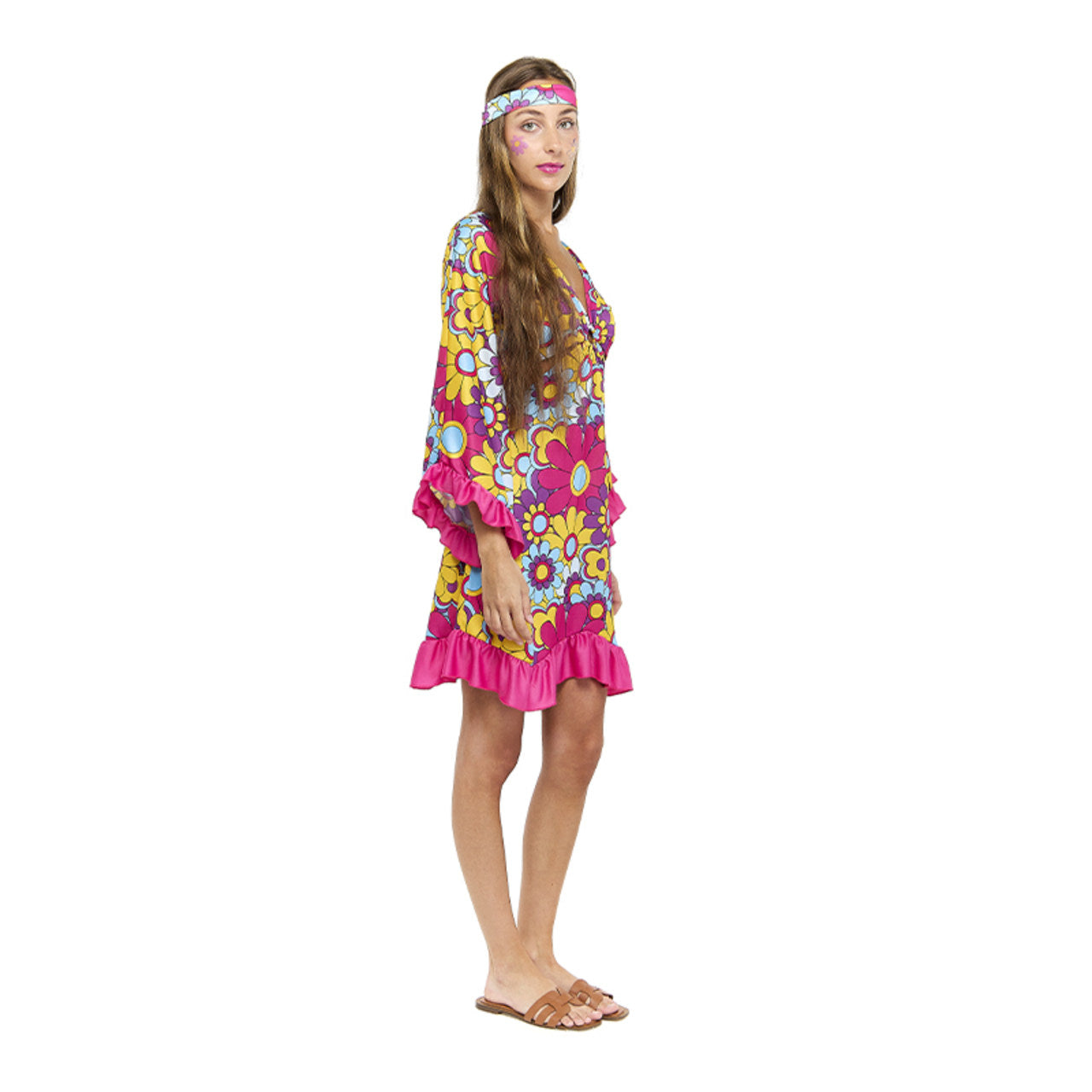Disfraz de Hippie Fucsia para mujer