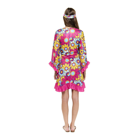 Disfraz de Hippie Fucsia para mujer