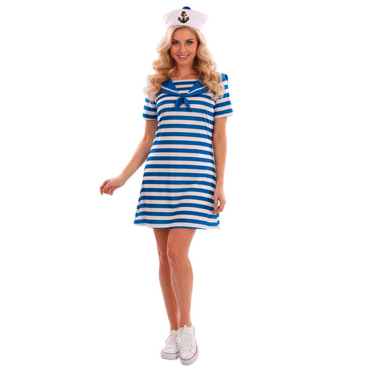 Disfraz de Marinera Azul Rayas para mujer