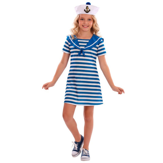 Disfraz de Marinera Azul Rayas para niña