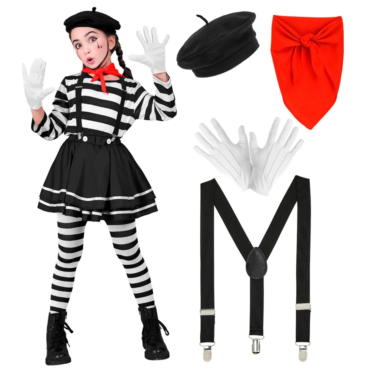Disfraz de Mimo Bicolor para niña