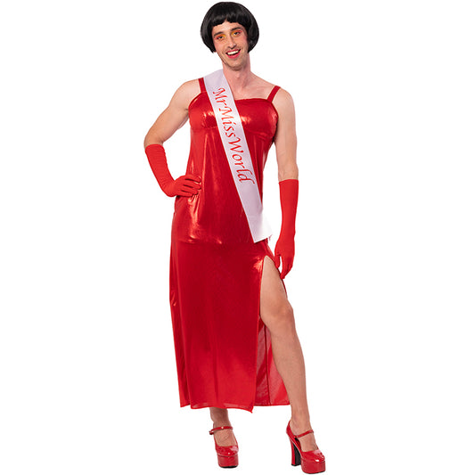 Disfraz de Miss Mundo Rojo para hombre