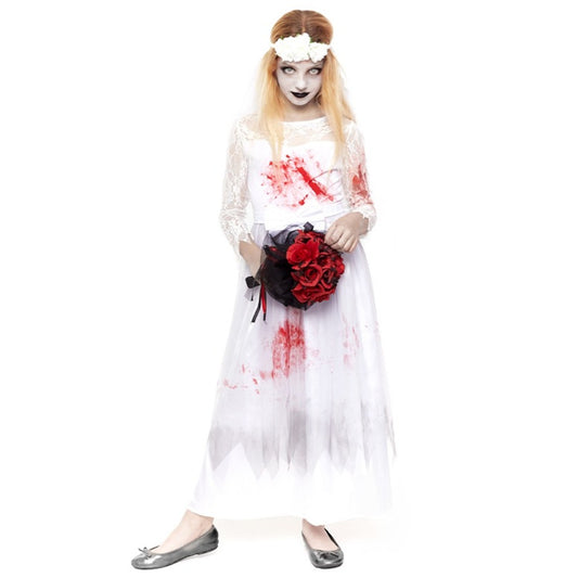 Disfraz de Novia Zombie Sangrienta para niña