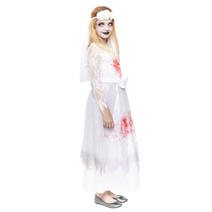 Disfraz de Novia Zombie Sangrienta para niña