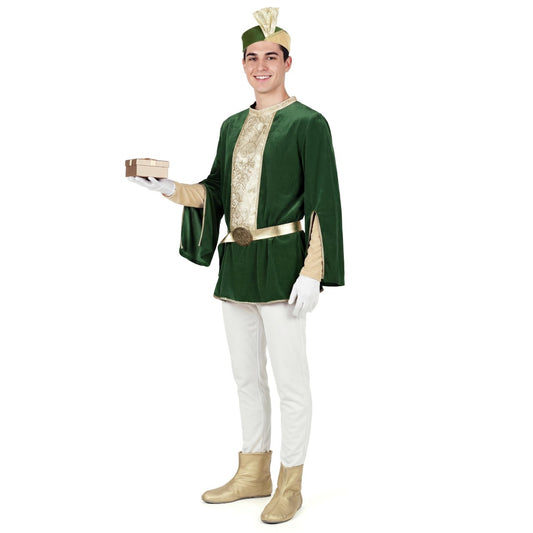 Disfraz de Paje Real Verde Deluxe para adulto