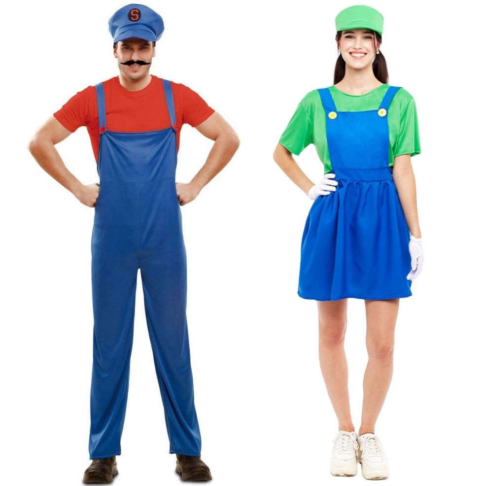 Disfraces en pareja de Luigi y Mario Videojuego