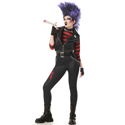 Disfraz de Rockero Punky Rayas para mujer
