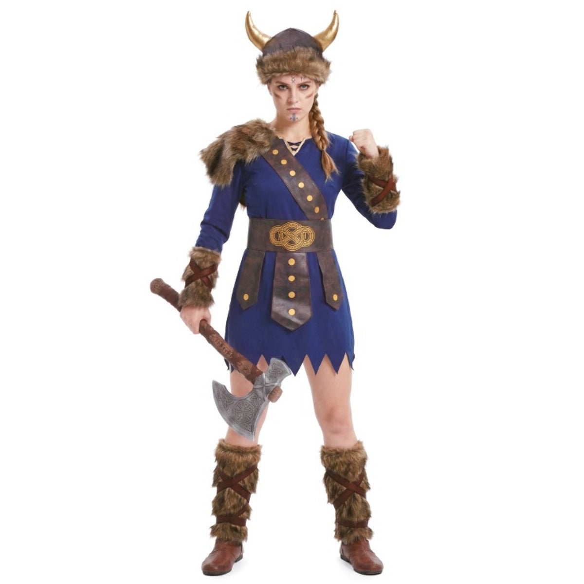 Disfraz de Vikinga Azul para mujer