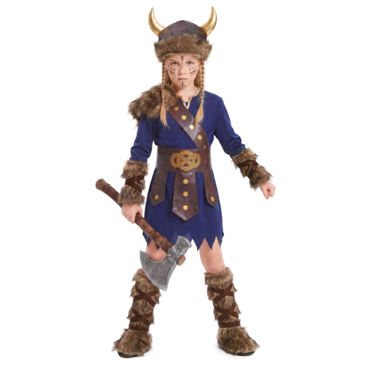 Disfraz de Vikinga Azul para niña