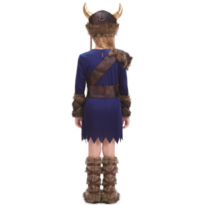 Disfraz de Vikinga Azul para niña